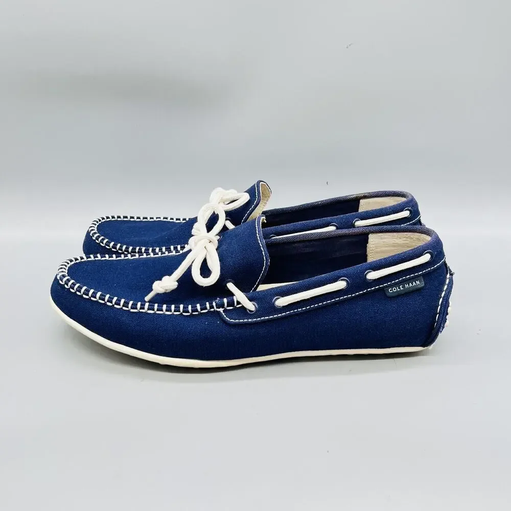 Cole Haan Shoes Mens 10.5 Blue Canvas Grand OS Boat Moc Loafers Casual Comfort